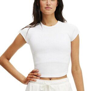 Move Theology Ribbed Active Baby Tee - White - Size XS